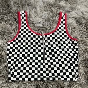 Black and white checked bodysuit